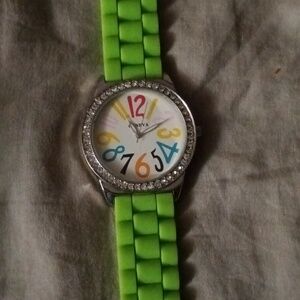 Geneva Rainbow Silicone Wrist Watch Encrusted Rhinestone Dial Quartz